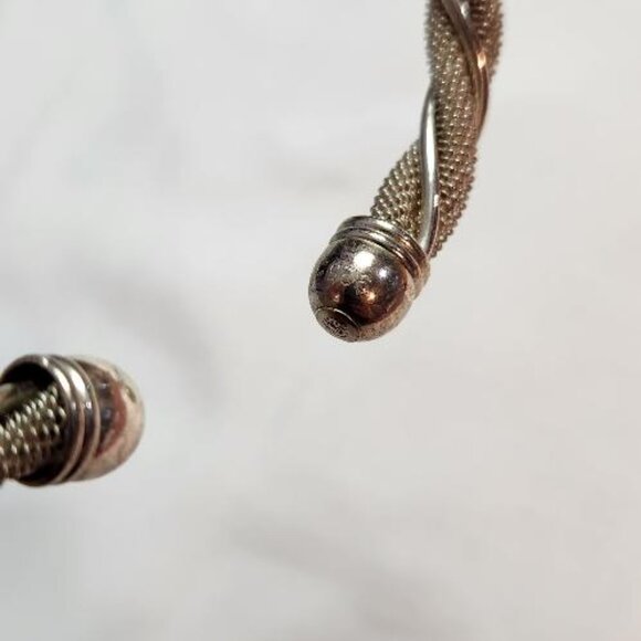 Twisted Mesh Cuff Bracelet Silver 925 Vintage - Picture 4 of 4